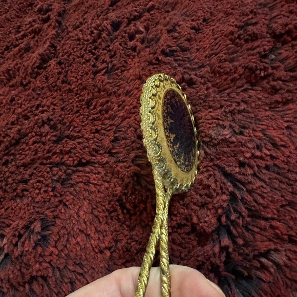 Vintage Gold and Black Hand Mirror